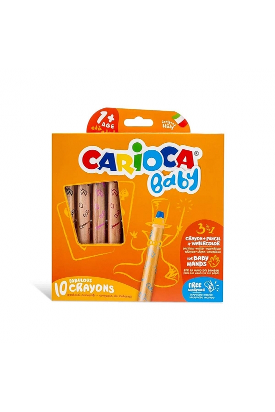 Carioca Baby "3 in 1" Jumbo Ahşap Gövdeli Boya Kalemi 10'lu