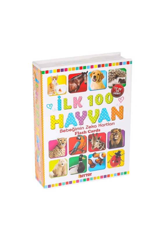 1741 Flash Card İlk 100 Hayvanlar Eğitici Kartlar -Dıytoy