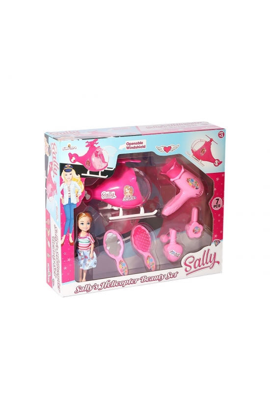 ENG-1137 Sally Helikopter ve Güzellik Seti -KingToys